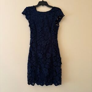 Lulus NWT Navy Blue Floral Lace Sheath Dress Small Cocktail Wedding Guest